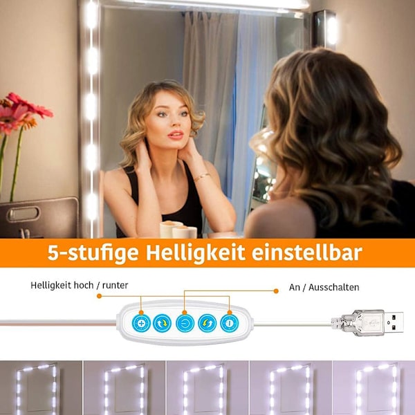 LED-peilivalo Himmennettävä peilivalo 45 ledillä DIY-meikkivalaisin pukeutumispöydälle USB meikkipeilin valo