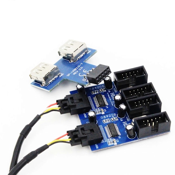Moderkort 9-pin Förlängningskabel En-till-fyra/en-till-två Kretskort Usb2.0 Hub