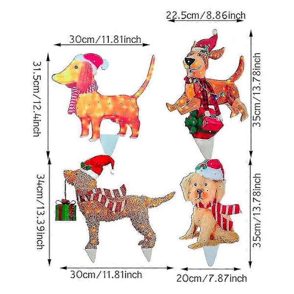 Juldekorationer Utomhus Lysande Djur, hund, rådjur, jultomte Utomhus H