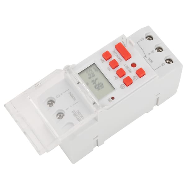 12V DC 30A Ugentlig Timer Switch LCD Switch Kontrol med Nedtællingsfunktion - Hvid - 1 stk