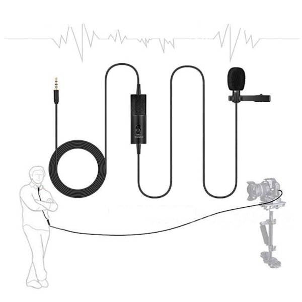 Universal kablet mikrofon med krave-klips, kondensatormikrofon, mini-studielyd, mikrofon til telefon, kamera og bærbar computer