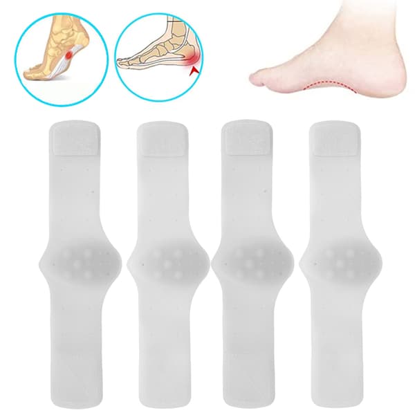 2 par fotvalvsdyna självhäftande stöd silikoninlägg elastisk plattfotvård Vit