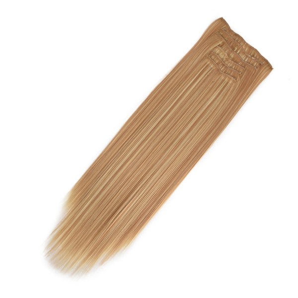 6 STK Clip in Hair Extensions Lang rett parykk for daglig bruk Matt høytemperatur silke 16.27H613#