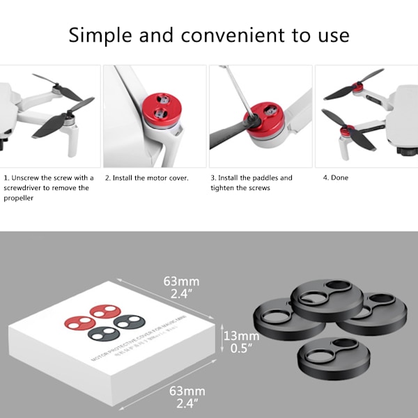 4 stk. motordeksler kompatibel med Mini3 Pro/SE/2 Støvtett vanntett aluminium beskyttelsesdeksel dronetilbehør