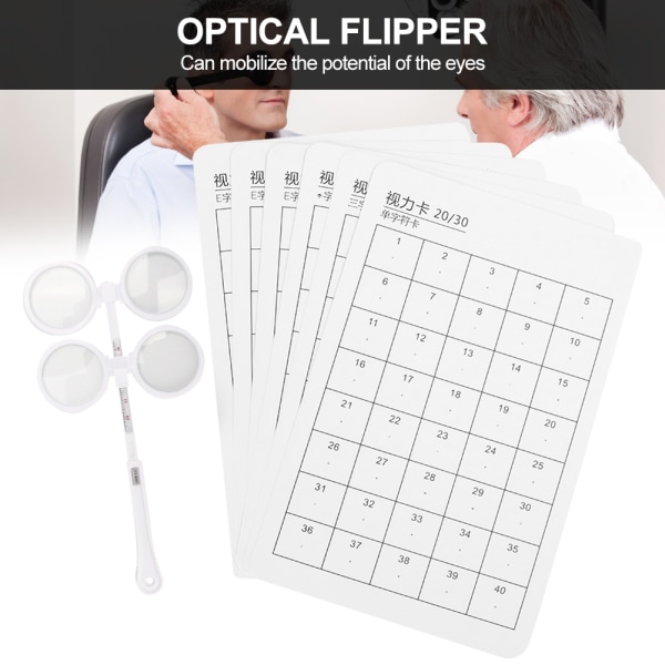 Optisk vippe Justerbar optometri Plastflip 6 stk med visuelle kort Optisk instrument±150 grader