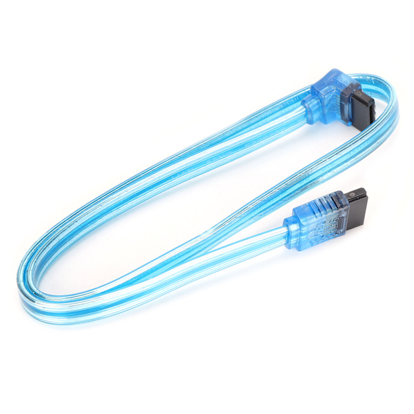 Sata Cable 3.0 SolidState gjennomsiktig blå serieport datakabel med dataoverføring for PC-datamaskin (1 rett 1 albue)