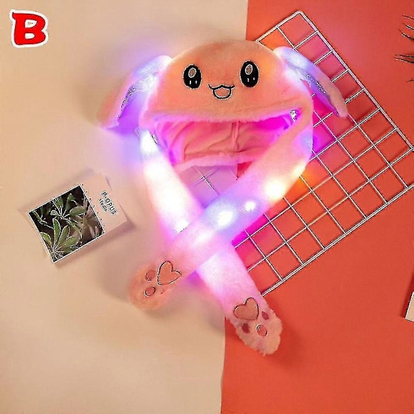 60 cm Sød Kanin Pikachu Plys Hue med Bevægelige Ører Lysende Hat Gave til Baby Børn B