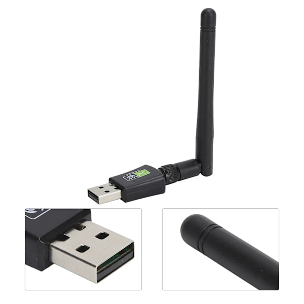 USB Wifi Adapter Mottaker Antenne Ethernet 600Mbps 2,4Ghz5Ghz trådløst nettverkskort Svart