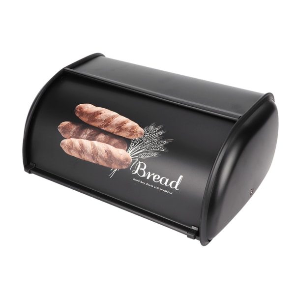 Stor kapacitet Rustfrit stål Brød Box Holder Bin Container Køkken Opbevaring Organizer Sort