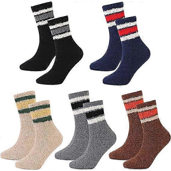 5 Par Fluffy Sokker, Herre Vinter Varme Fluffy Sokker Fuzzy Sokker Myke Tøffelsokker
