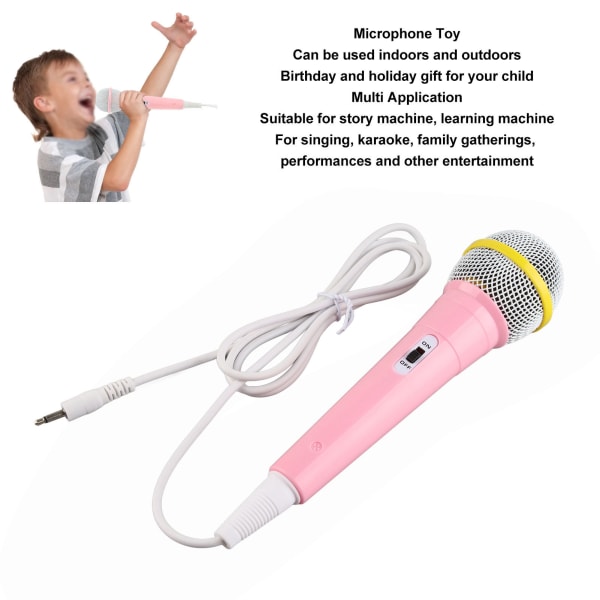 Lasten langallinen mikrofoni, 3,5 mm:n pistoke, matalasäröinen kannettava musiikkilelu Lasten laulumikrofoni karaoke-perhejuhliin Pinkki