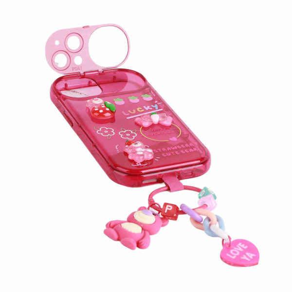 Phone case Silikon Mjukt Spegelställ Klart print Phone case med snöre för IOS Rose Red för IOS 13