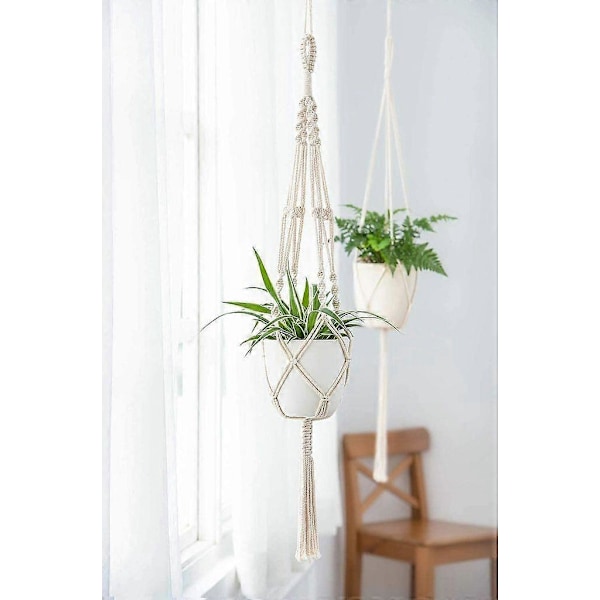 2 st Hängande Korg Rep Växthängare Makramé Hängande Korg Växthängare Bomull Blomkruka Hängande Dekoration Trädgårdsrum Växthållare 105cm
