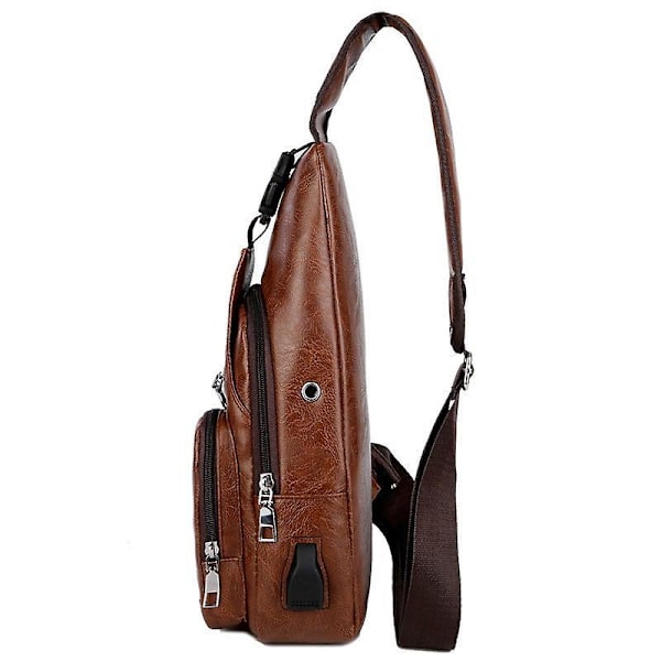 Vandafvisende Brun Slingtaske til Mænd og Kvinder - Multifunktionel Crossbody Rygsæk til Vandreture og Dagsture