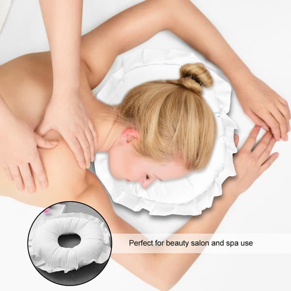 Polyester Ansiktsavslappningskudde SPA Salong Massage Urholkad Kudde Tupplur Vilo Kudde Vit