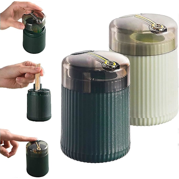 Pop-up Automatisk Tandpetare Dispenser, Auto Tandpetare Dispenser, Automatisk Tandpetare Dispenser zd b2 k 2st Mörk Ljusgrön