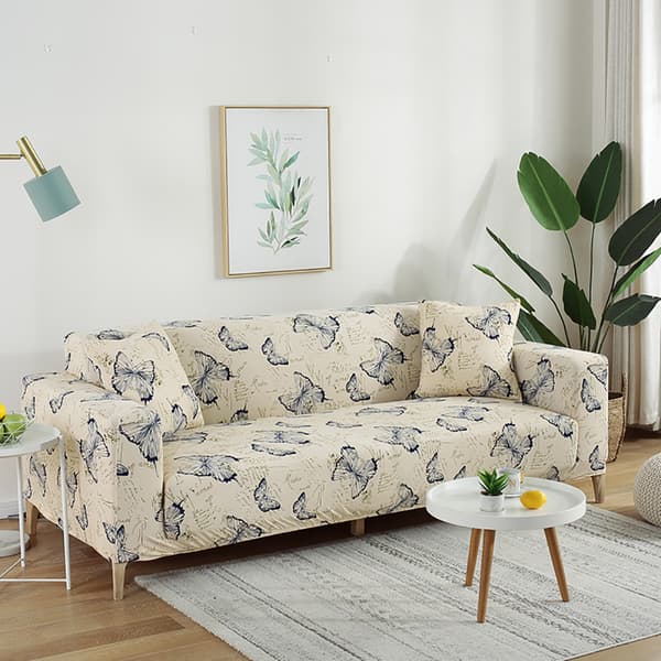 Fjärilstryckt överdrag, stretchiga sofföverdrag med kuddfodral, möbelskydd, elastiskt sofföverdrag för soffa
