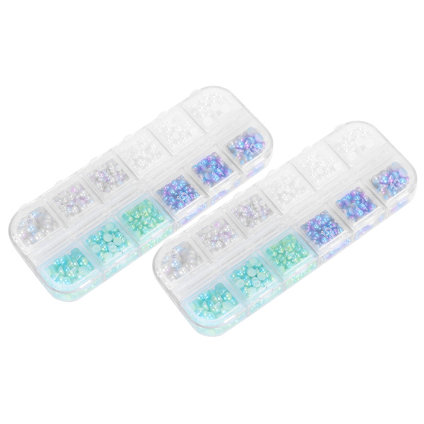 2 bokser halvsirkelformet flatback diamant DIY imitert perle for sko hatter dekorasjon