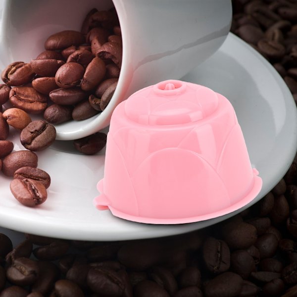 5 st återanvändbara påfyllningsbara kaffemaskinkapslar passar för DOLCE GUSTO-serien kaffebryggare rosa