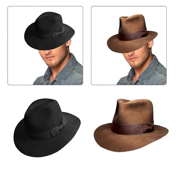 Bredbremmet ullhatt, flat sylinderhatt, trollmannhatt, rund hatt, formell festhodeplagg, maskeradehodeplagg, rollespillfedora, kamelfarget fôr Camel lined