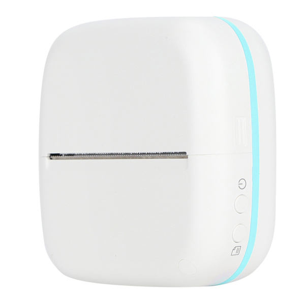 Mini-skrivare 200DPI Bärbar 8,8x8,5x3,7cm TypeC Termisk Skrivar Enhet med 800mAh Batteri(Blå )
