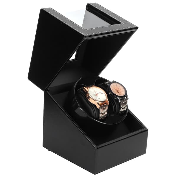 Automatisk klokkeviklerboks for mekanisk klokke USB-plugin Display Case Lærstil