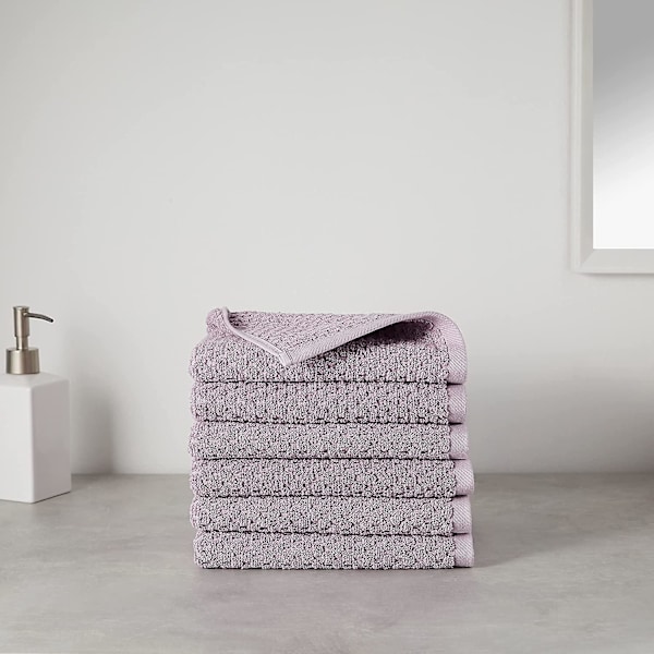 Basics Set med 6 Strukturerade Lukttäta Handdukar, 70 x 30 cm, Lavendel
