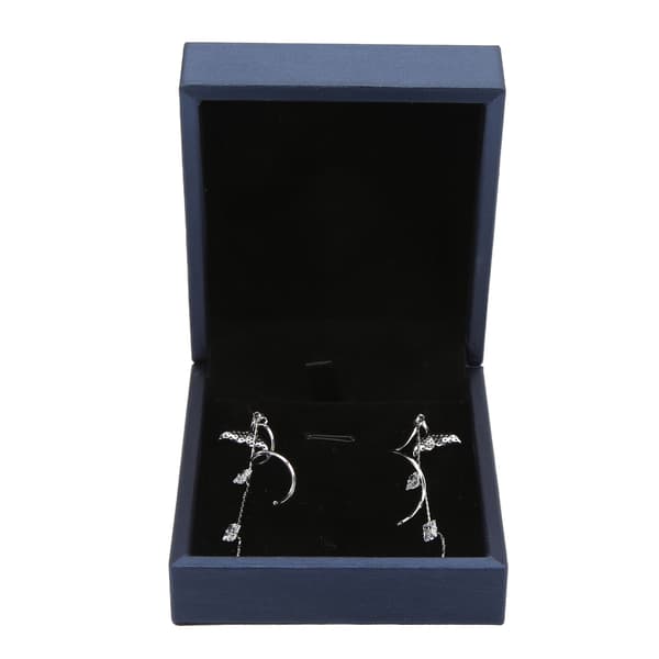 Sterling Sølv Øreringe Udsøgte Mousserende 925 Sølv Indlagt Rhinestone Elegant Stil Unikt Design Dingle Øreringe