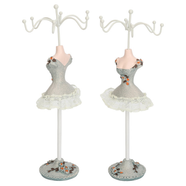Örhängen Halsband Prinsessklänning Stativ Display Järn Mannequin Prinsess Smyckesställ Tallgrön 3
