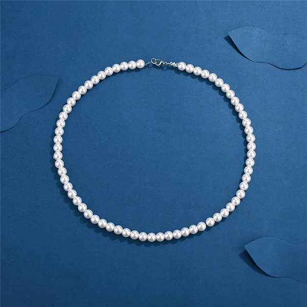 Simulerat pärlhalsband Runt Smidigt Enkellager Elegant Imitation Pärlhalsband för Kvinnor Män 13,8 Längd
