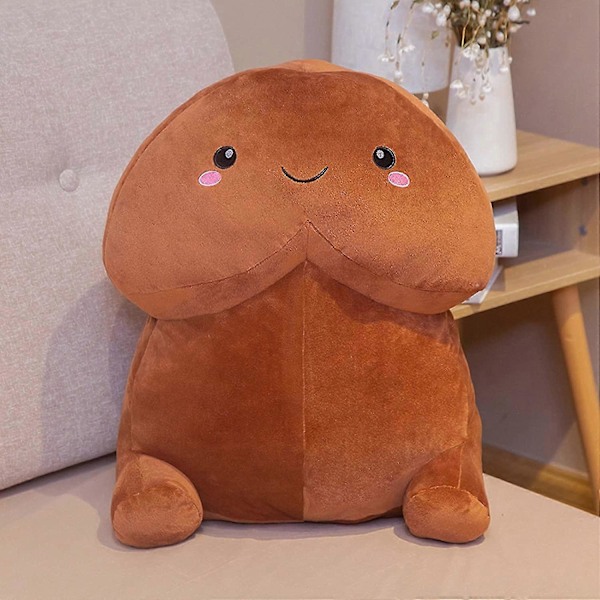 Pehmolelu Tyyny, Hauska ja Luova Pehmonukke Lahja Miehille ja Naisille Ruskea hymynaama 20cm