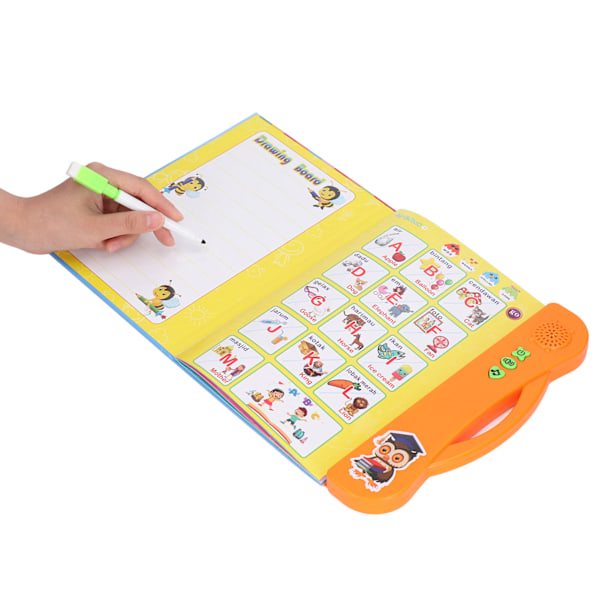Elektronisk ABC-ljudbok engelska malaysiska språk djur frukt lärande barn pedagogisk leksak med penna orange