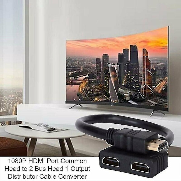 Kompatibel Hdmi 2 Dobbel Port Y Splitter 1080p Hdmi-kompatibel V1.4 Hann til Dobbel Hunn Adapterkabel 1 Inn 2 Ut