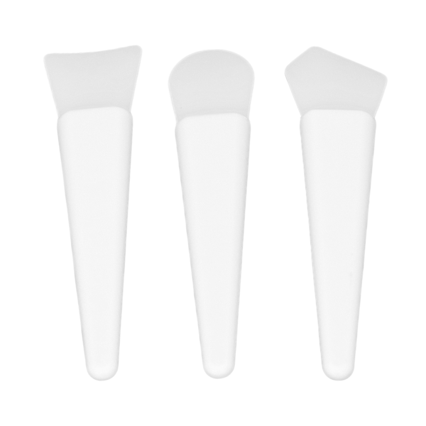 3Pcs Silicone Brush Applicator Kit Soft Repeated Use Lightweight Makeup Silicone Brush for Home Travelling Party White