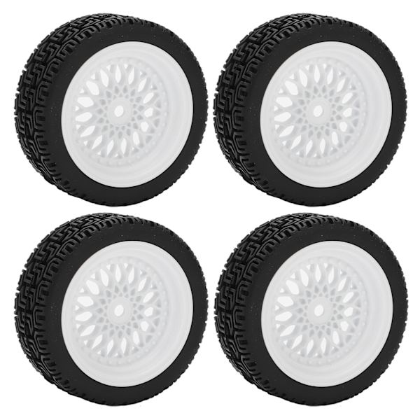 4 kpl 1/10 RC-kumiset, korkea kulutuskestävyys, hyvä pito, vakaa RC-kumipyöräsarja 1/10 RC-autoille, valkoinen