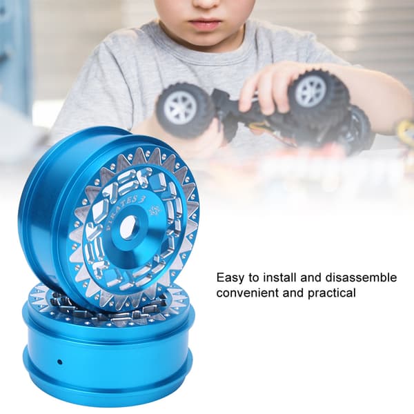 2 st aluminiumlegering RC bilhjulnav med triangulär trim, passar för 1/8 driftingbil, blå