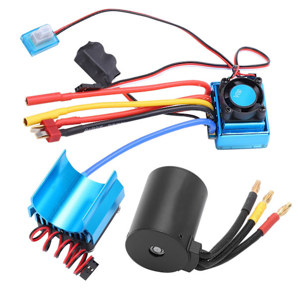 3650 2300KV Vedenpitävä 4-napainen Harjaton Moottori 80A ESC Lämpöalusta Yhdistelmäsetti 1/10 RC-autoon