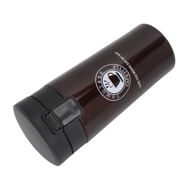 Isoleret kaffekop Dobbeltlag Rustfrit Stål Bærbar Snap Flip Låg Isoleret Kaffeflaske Kaffe 380ml