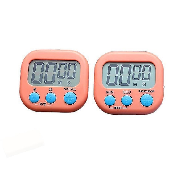 Multifunktionell Digital Kökstimer 2-pack Magnetisk Timer för Matlagning Lärande Hantering Rosa