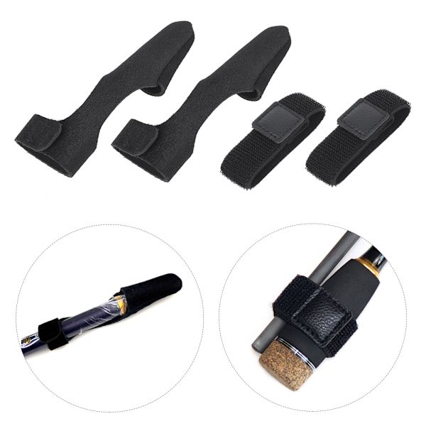 2 set Bärbart fiskespöbälte Hög flexibilitet Stångskydd Cap Rem Fästbandage Set Tillbehör