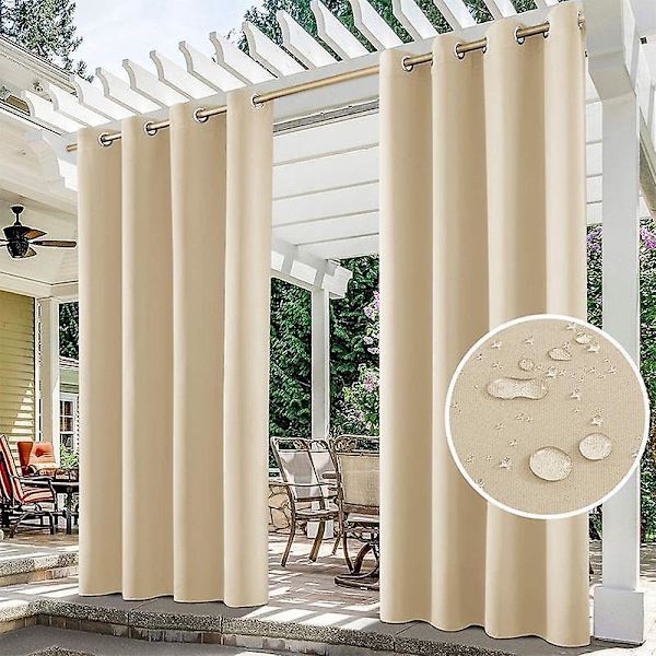Utomhusgardiner för integritet - Vattentäta och snygga, perfekta för balkong, veranda, tak, pool och däck - B 132 x H 274 cm, Beige