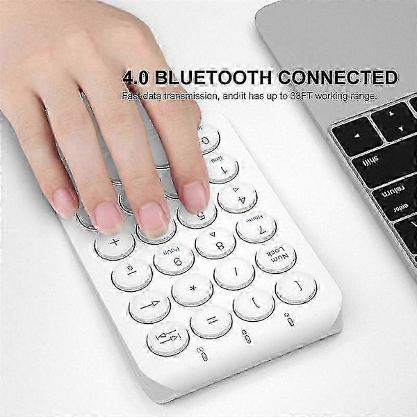 Trådløst numerisk tastatur Bluetooth numerisk tastatur Runde tastehetter Numpad 22 taster Oppladbart numerisk tastatur (-rosa) -Ny SZJR