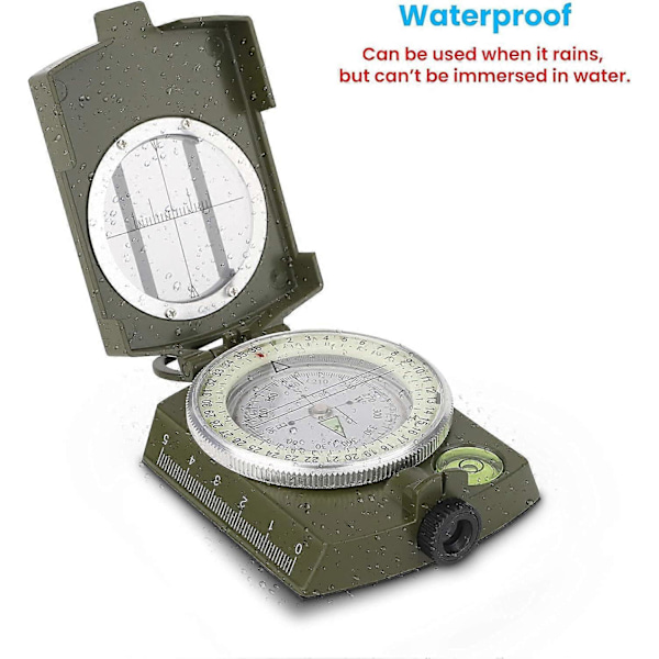 Vattentät vandringskompass, militär vandringsnavigering, fluorescerande design, perfekt för camping, vandring