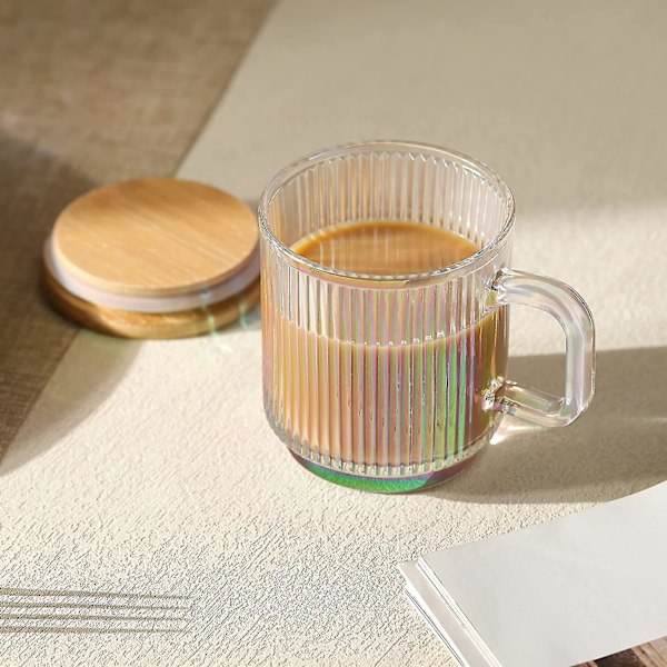 Fargerike Iridescent Glass Kaffe Krus Sett med 2 - 340ml