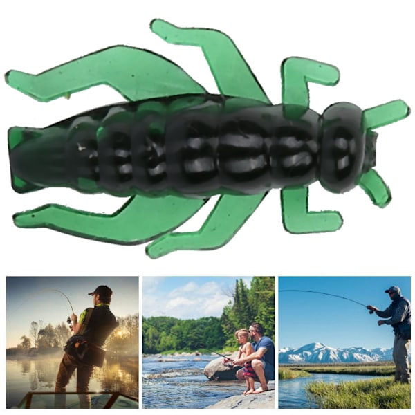 5-pakning 2,3 cm myke cricket-agn for fiske med karpefluer (mørkegrønn)