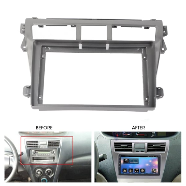 9in 2 Din bilstereo Fascia Panel Ramme Deksel med Strømkabel Passer til Toyota Vios 07‑12