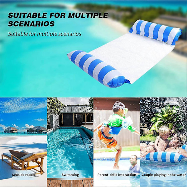 Uppblåsbar Poolmadrass, 2-pack Poolleksaker för Vuxna, Multifunktionell 4-i-1 Flytande Vattenhängmatta, Drivare för Pool, Sjö, Strand, Flod