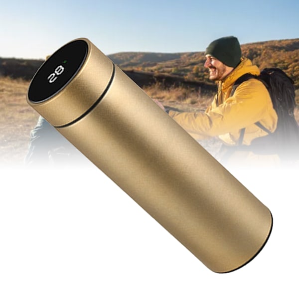 500 ml smart isoleret vandflaske 304 rustfrit stål liner guld temperatur display flaske til daglig