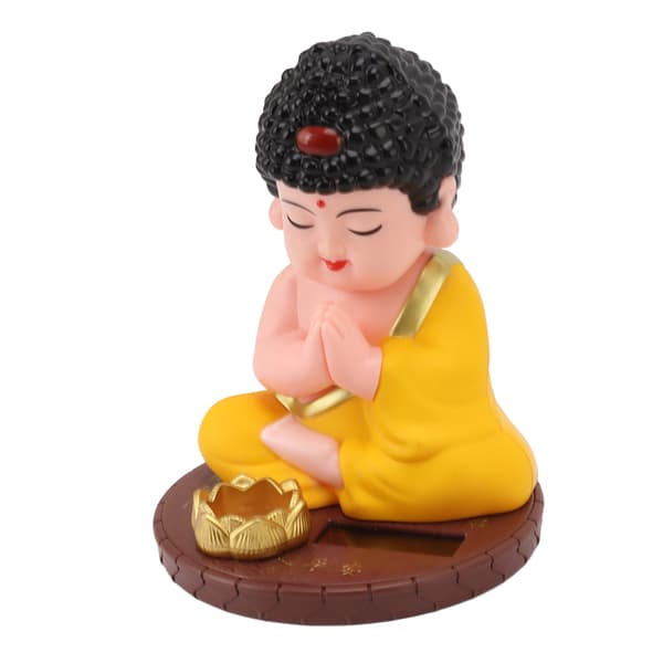 Munkedekorasjon Auto Nikkende Buddha-statuefigur med solcellepanel for hjemme- og bilpynt