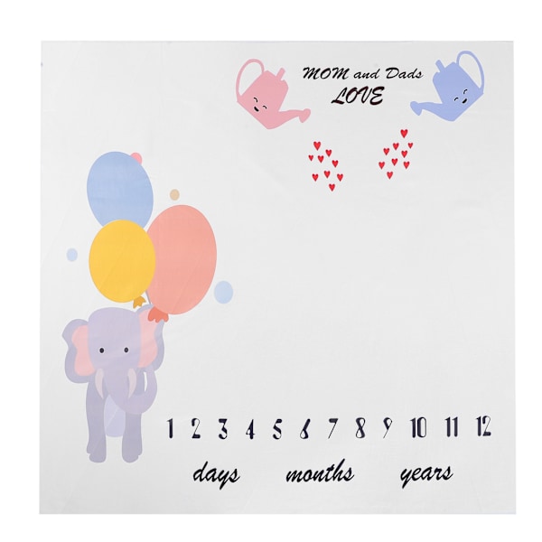 Cartoon Teapot Elephant Pattern Baby Monthly Milestone Cloth Infant Photo Background Cloth